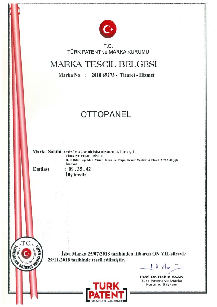 Marka Tescil Belgesi - Ottopanel