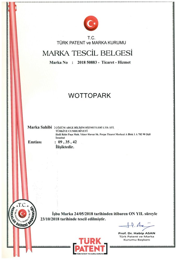 Marka Tescil Belgesi - Wottopark