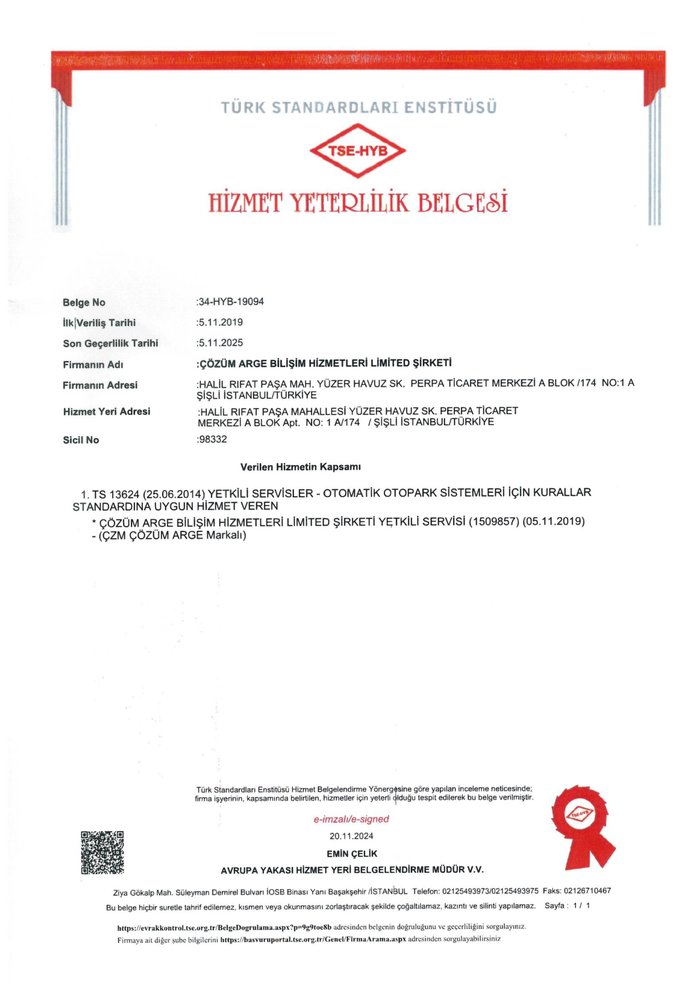 Hizmet Yeterlilik Belgesi