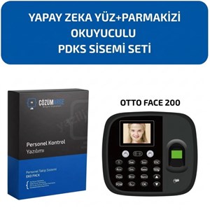 OTTO FACE 200 Yapay Zeka Y&uuml;z+Parmakizi+Kart Okuyuculu Pdks Personel Puantaj Sistemi Seti