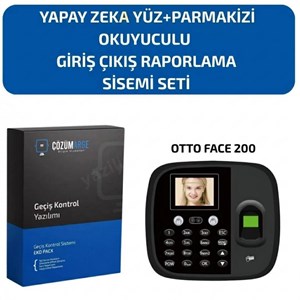 OTTO FACE 200 Yapay Zeka Y&uuml;z+Parmakizi+Kart Okuyuculu Personel Giriş &Ccedil;ıkış Sistemi Seti
