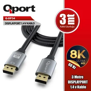 qport (q-dp34) dısplay port 3 metre kablo &uuml;r&uuml;n fotoğrafı qport (q-dp34) dısplay port 3 metre kablo resmi, qport (q-dp34) dısplay port 3 metre kablo fotoğrafı