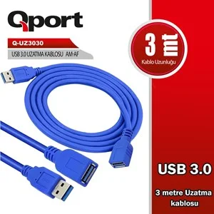 qport q-uz3030 usb3.0 3mt uzatma kablosu &uuml;r&uuml;n fotoğrafı qport q-uz3030 usb3.0 3mt uzatma kablosu resmi, qport q-uz3030 usb3.0 3mt uzatma kablosu fotoğrafı