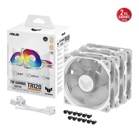 Asus Tuf Tr120 120mm Argb Reverse 3ın1 Beyaz Kasa Fanı