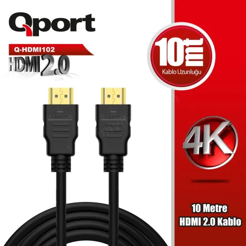 Qport Q-Hdmı102 Hdmı 2.0 V Altın U&ccedil;lu Kablo 10 Mt