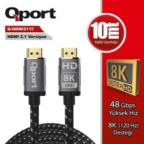 Qport Q-Hdmı2110 Altın Uclu 10mt 8k Hdmı Kablo