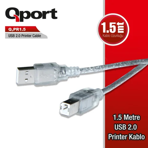 Qport Q-Pr1.5 Usb 2.0 1.5 Metre Yazıcı Kablo