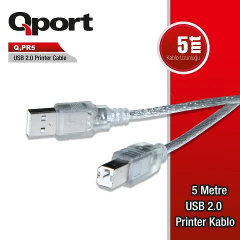 Qport Q-Pr5 Usb2.0 5m Yazıcı Kablosu