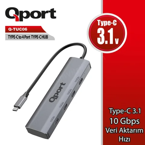 Qport Q-Tuc06 Type-C To 4 Port Type-C Coklayıcı