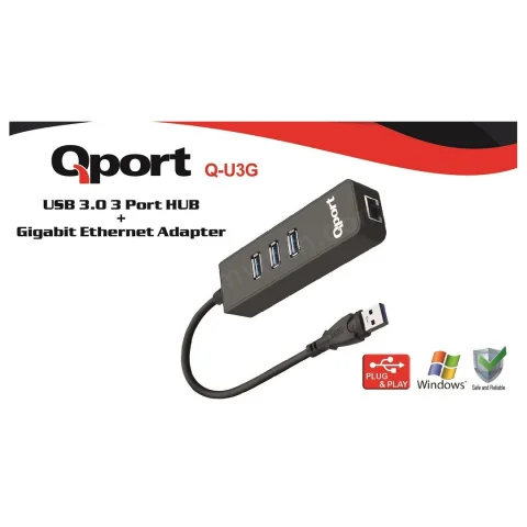 Qport Q-U3g Usb 3.0 &Ccedil;oklayıcı/Gıgabıt Adapt&ouml;r