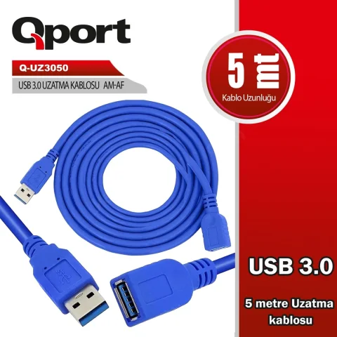 Qport Q-Uz3050 Usb3.0 5mt Uzatma Kablosu