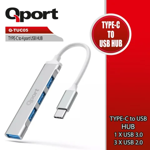Qport Q-Tuc05 Type-C To 4 Port Usb &Ccedil;oklayıcı
