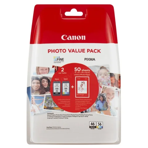 Canon Pg-46-Cl56 2li Kartuş + 50 Adet Fotoğraf Kağıdı