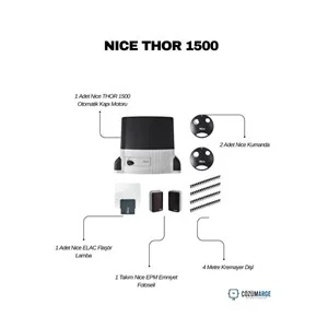 Nice Thor 1500, 1,5 tona kadar olan ağır yana kayar kapılar i&ccedil;in &uuml;retilmiş, end&uuml;striyel dayanıklılığa sahip profesyonel bir otomasyon setidir. Entegre kontrol &uuml;nitesi ve soğutmalı motor yapısı sayesinde yoğun kullanımda y&uuml;ksek performans sergiler. Yumuşak kalkış ve duruş &ouml;zelliğiyle kapı mekanizmasını korurken, engel algılama teknolojisiyle g&uuml;venliği maksimuma &ccedil;ıkarır. Zorlu iklim şartlarına dayanıklı d&ouml;k&uuml;m g&ouml;vdesi ve metal dişli grubu ile fabrikalar, siteler ve ticari alanlar i&ccedil;in uzun &ouml;m&uuml;rl&uuml;, g&uuml;venilir ve g&uuml;&ccedil;l&uuml; bir İtalyan m&uuml;hendislik harikasıdır. , NiceThor1500, , NiceKayarKapıMotoru, , 1500KgKapıMotoru, , NiceOtomasyon, , AğırKapıMotoru