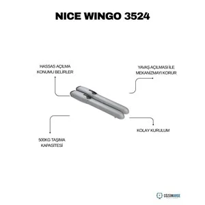 Nice WINGO 3524 KİT dairesel kapı motoru; 500 kg taşıma kapasitesi, hassas a&ccedil;ılma, yavaş a&ccedil;ılma ve kolay kurulum ile g&uuml;venli ve uzun &ouml;m&uuml;rl&uuml; otomasyon sunar. , NiceWingo3524 , Wingo3524Kit , DaireselKapıMotoru , KanatlıKapıMotoru , NiceOtomasyon , DaireGirişi , VillaGirişi