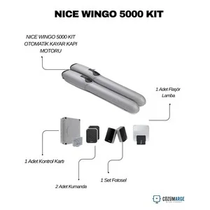 Nice Wingo 5000 Kit kanatlı kapı motoru seti; 3,5 m ve 500 kg kapılar i&ccedil;in 230V g&uuml;&ccedil;l&uuml;, sessiz ve dayanıklı otomasyon &ccedil;&ouml;z&uuml;m&uuml;. , NiceWingo5000Kit , KanatlıKapıMotoruSiteGirişi , DaireselKapıMotoruVilla , NiceOtomasyonVilla , Wingo5000KitApartmanGirişi , NiceKontrolKartıSahne , NiceFotoselKapıGirişi